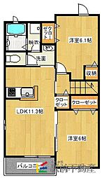 インターハイムハナミズキ 2LDKの間取図画像