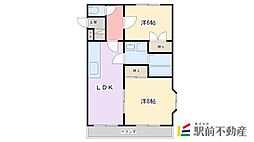 サンライズ藤吉 2LDKの間取図画像