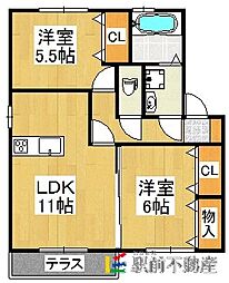 カーサフェリーチェ 2LDKの間取図画像