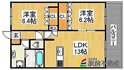 フォレスト美咲 2LDKの間取図画像