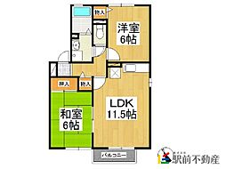 サンライズ稲富C 2LDKの間取図画像
