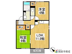 サンライズ稲富C 2LDKの間取図画像