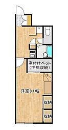 レオパレスドイシャン2 1Kの間取図画像