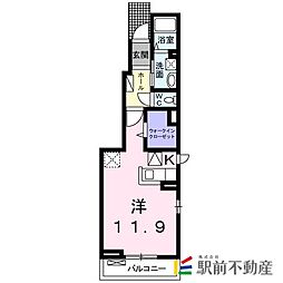 アプリコット1 1Kの間取図画像