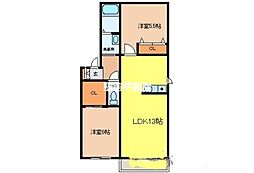 カーサ・ポルポC 2LDKの間取図画像