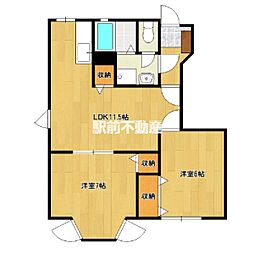 プリムローズB 2LDKの間取図画像