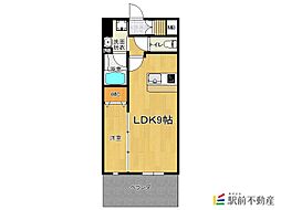 セントラルタワー大川 1LDKの間取図画像