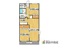ローズマリー1 2LDKの間取図画像