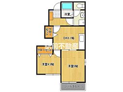 ポラリス弐番館 2DKの間取図画像