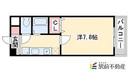 リーブラ都府楼壱番館 3階1Kの間取り