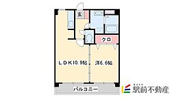 ハイムK.I二日市駅前 1LDKの間取図画像