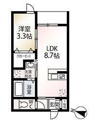 スペリオール二日市 1LDKの間取図画像
