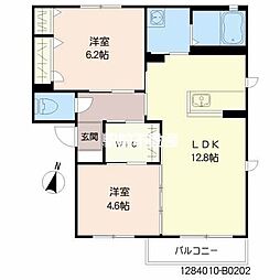 アン・ファミーユB 2LDKの間取図画像