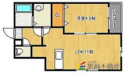 リテラ春日公園1 1LDKの間取図画像