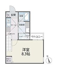 ジラフ桜ヶ丘A ワンルームの間取図画像