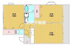 ハッピーエステートモア雑餉隈B 2LDKの間取図画像