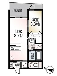 スペリオール二日市 1LDKの間取図画像