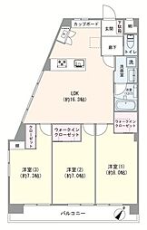 日商岩井洗足池マンション 3LDKの間取図画像