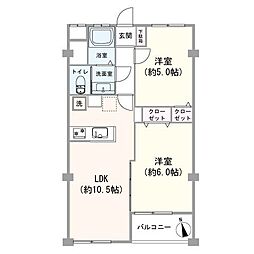 西大井コーポラス 2LDKの間取図画像