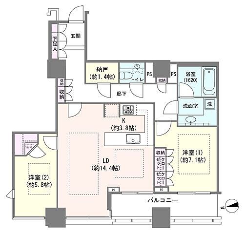 間取り シティタワー高輪 28階/-