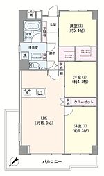 アイビハイツ南品川 3LDKの間取図画像