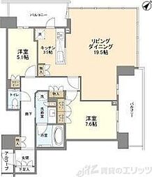 ザ・パークハウス中之島タワー 2LDKの間取図画像