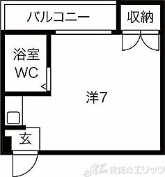 シャトー亜寿香 ワンルームの間取図画像