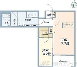 ウェルスクエア江坂II 1LDKの間取図画像