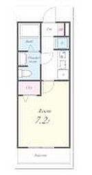 エスポアールＡ棟 2階1Kの間取り