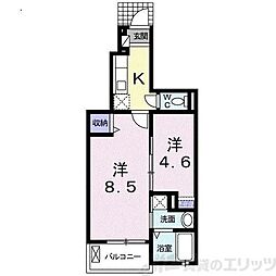 カーサユタカ 1階2Kの間取り