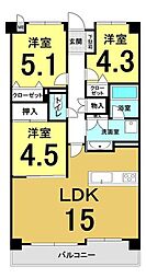 アステルコート伊丹緑ヶ丘 3LDKの間取り