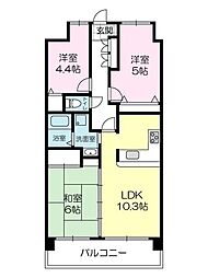 プレステージ加古川IV 4階3LDKの間取り