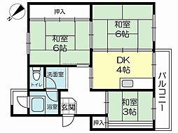 東加古川ファミリーマンション105号棟 3DKの間取図画像