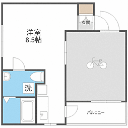 ガレット藤崎南 5階ワンルームの間取り