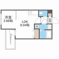 ｑｕａｄｏｒ平尾 1階1LDKの間取り