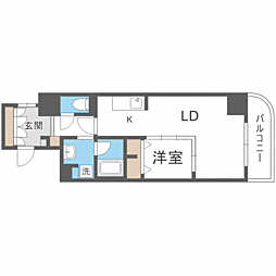 ウェルブライト博多ステーション 9階1LDKの間取り