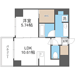 CREST西新 1LDKの間取図画像