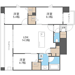 エンクレスト博多EXCEED 3LDKの間取図画像