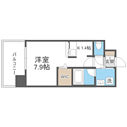 エンクレスト香椎駅前 8階1Kの間取り