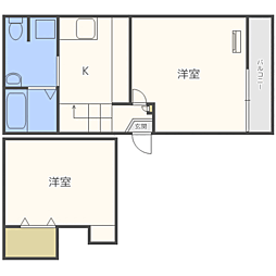 エバーブライト馬出 2階1Kの間取り
