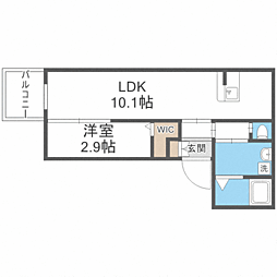ウィルメゾン和白駅前 1階1LDKの間取り