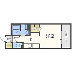 ウェルブライト博多ステーション 1DKの間取図画像