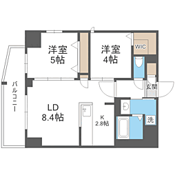 Ｓ−ＲＥＳＩＤＥＮＣＥ名島 3階2LDKの間取り