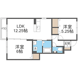 スカイフィールド 1階2LDKの間取り