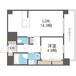 エンクレスト博多PARKSIDE 1LDKの間取図画像