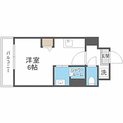 ＭＯＤＥＲＮ　ＰＡＬＡＺＺＯ大手門ＩＩ 3階ワンルームの間取り