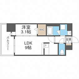 エンクレスト薬院大通 2階1LDKの間取り