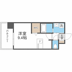 エンクレスト香椎駅前 6階ワンルームの間取り
