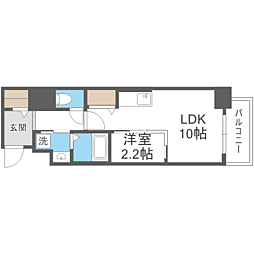 ライフプラン赤坂 8階1LDKの間取り