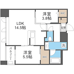 エンクレスト博多スタイル 2LDKの間取図画像